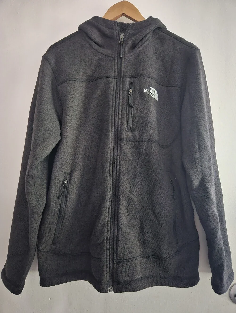 The North Face Men's Dark Gray Full-Zip Hooded Fleece Large